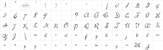 Miss Regular  glyph index