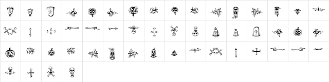 Halloween Borders Regular  glyph index