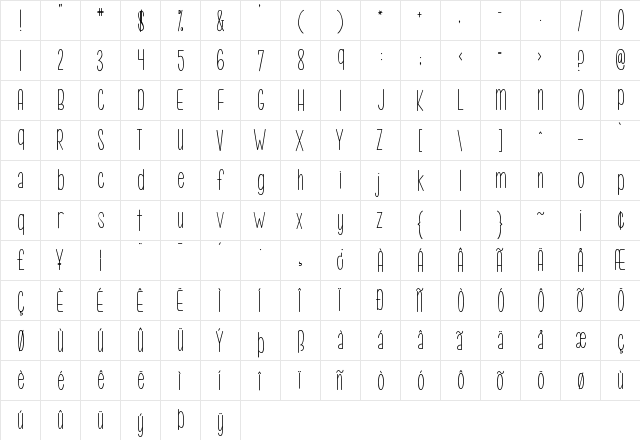 KG Call Me Maybe Regular  glyph index
