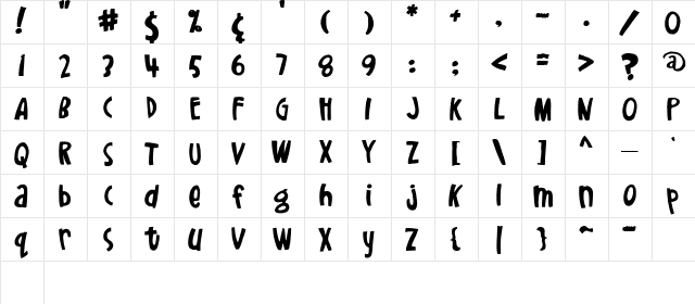 LDJ Jumpin Jill Flash Regular  glyph index