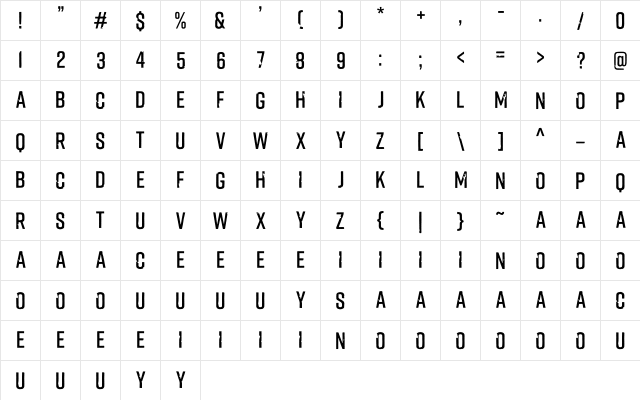 Fliped Regular  glyph index