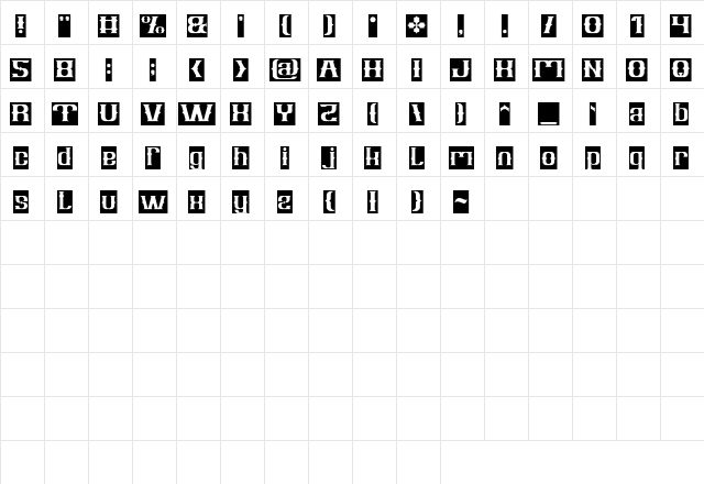 Vintage Postcard-Inverse Regular  glyph index