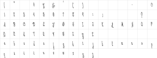 Cerbature Regular  glyph index