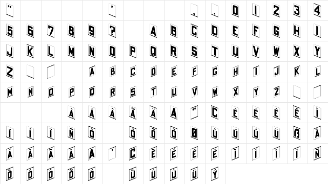 Placecard Regular  glyph index