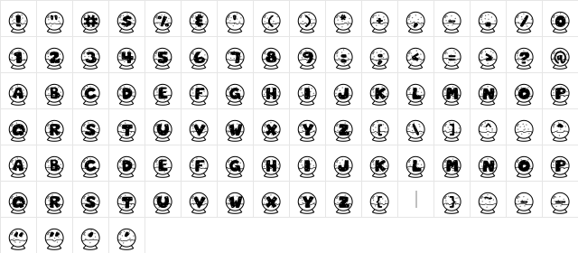 LD SnoGlobes Regular  glyph index