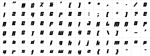 Helicopta Regular  glyph index