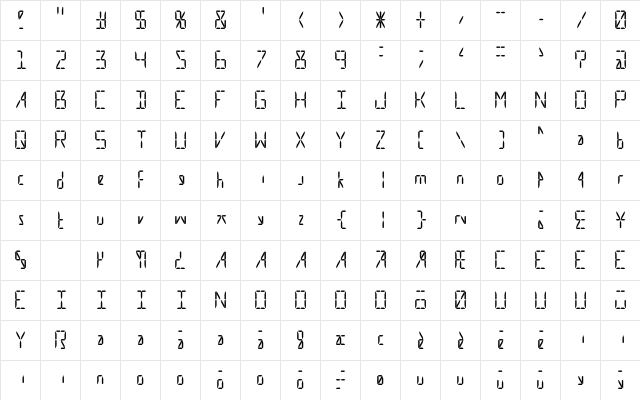 Calculate 16 Even Regular  glyph index
