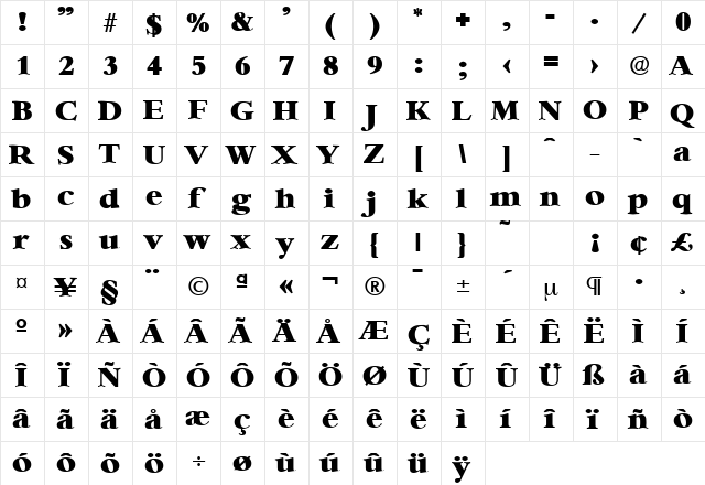 Bernstein-Serial-Heavy Regular  glyph index