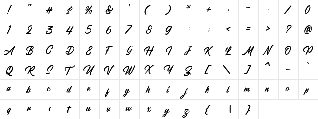Radicals DEMO Regular  glyph index