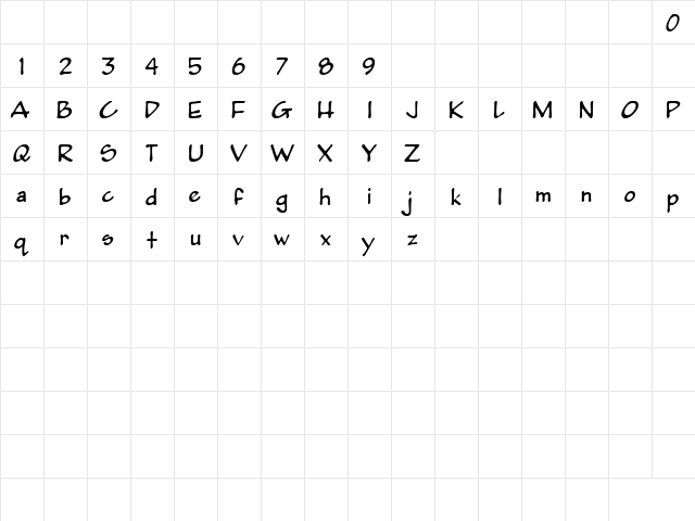 PumpkinseedHeavy Regular  glyph index