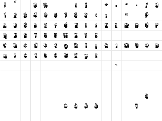 trop flou Regular  glyph index