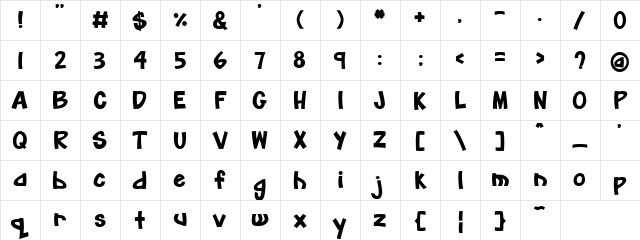 DJ Big Stick Regular  glyph index