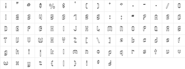 Archery Black Outline Regular  glyph index