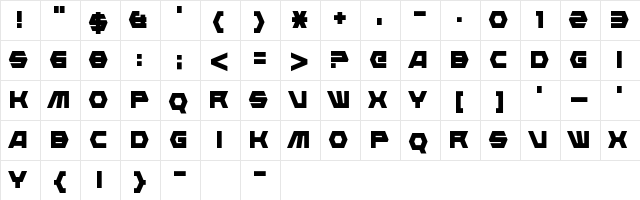 Diagon Regular  glyph index