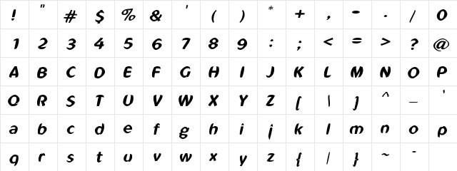 Dross06Slanted Regular  glyph index