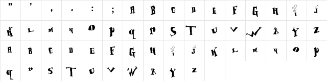 BabOonjaZzbaSsoOn Regular  glyph index