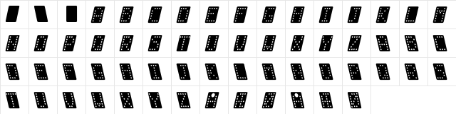 Domino normal kursiv Regular  glyph index