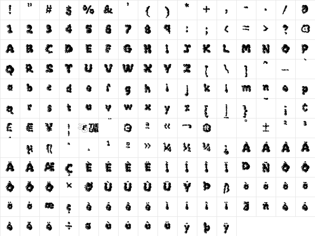 McKloud Misty Regular  glyph index