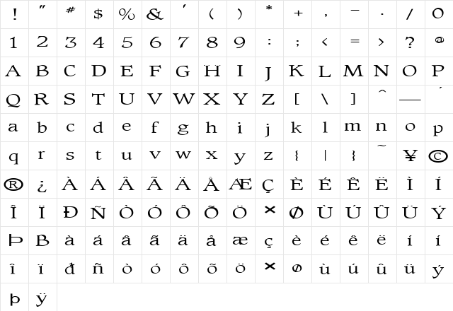FZ ROMAN 23 EX Normal  glyph index
