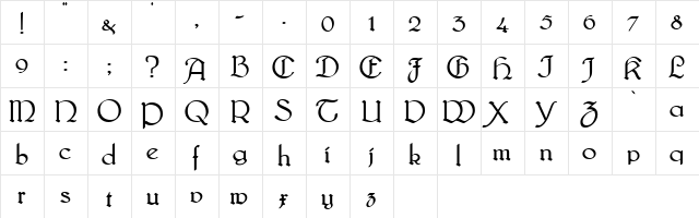Bridgnorth Normal  glyph index