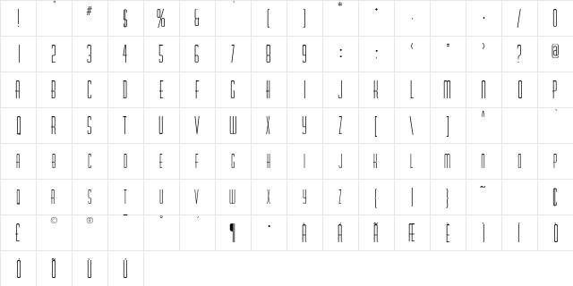 RobaloSCapsSSK Regular  glyph index