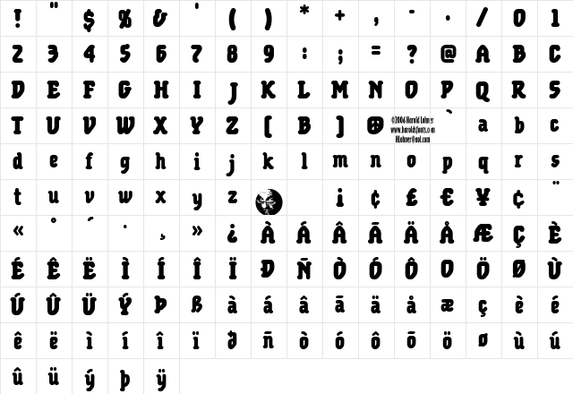 Foam Bold Condensed Regular  glyph index