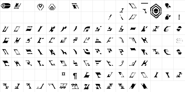 ST Ferengi Gothic R Regular  glyph index