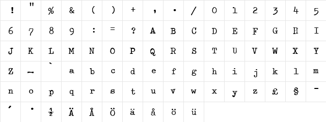 Splendid 66 Bold  glyph index