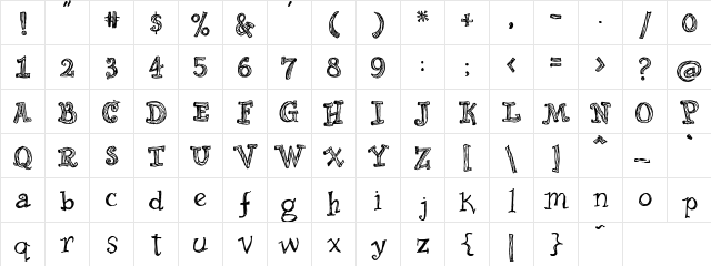 PC Wooden Regular  glyph index