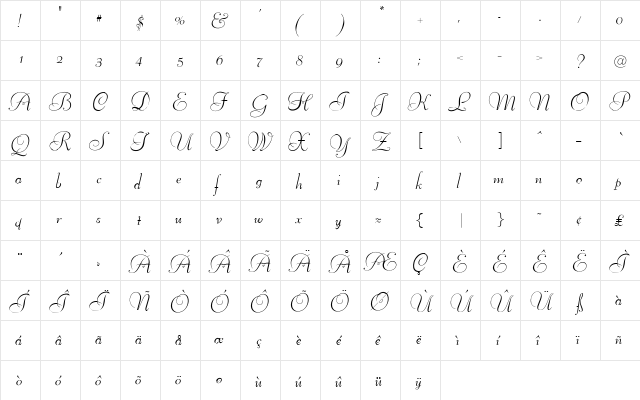 O Regular  glyph index