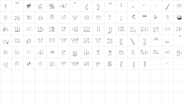 SouvenirOpenFaceSSK Regular  glyph index
