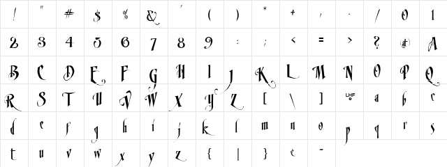 Halloween_Mirage Regular  glyph index