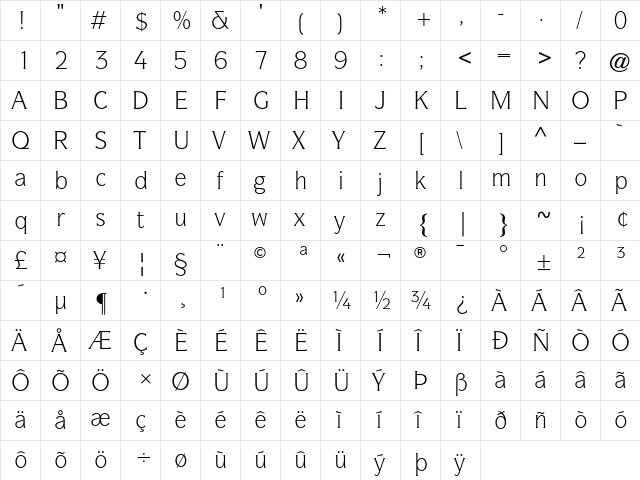 ITC Symbol Book  glyph index