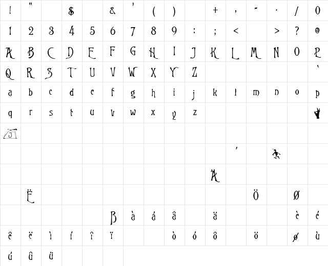 Rugklacht J Cool  glyph index