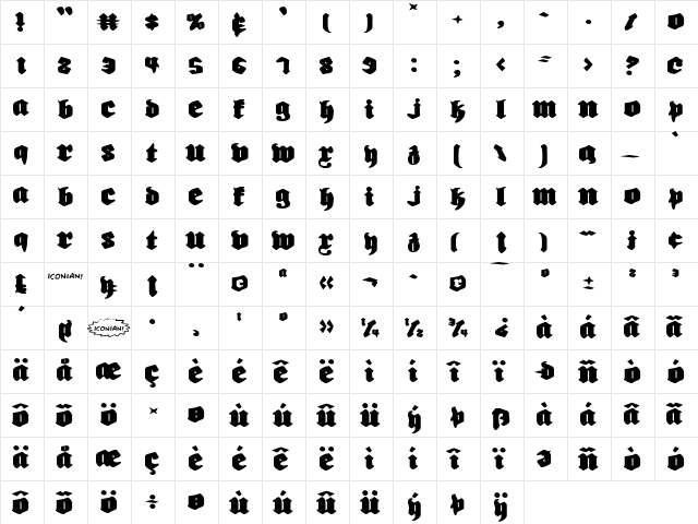 Bierg䲴en Expanded Expanded  glyph index