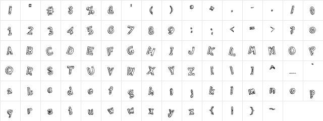 Grumbling Effect Regular  glyph index