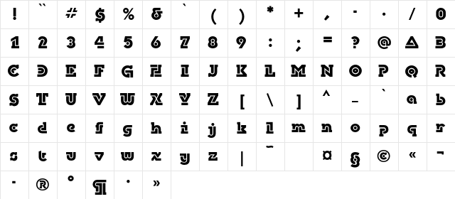 DublonBrusC Bold  glyph index