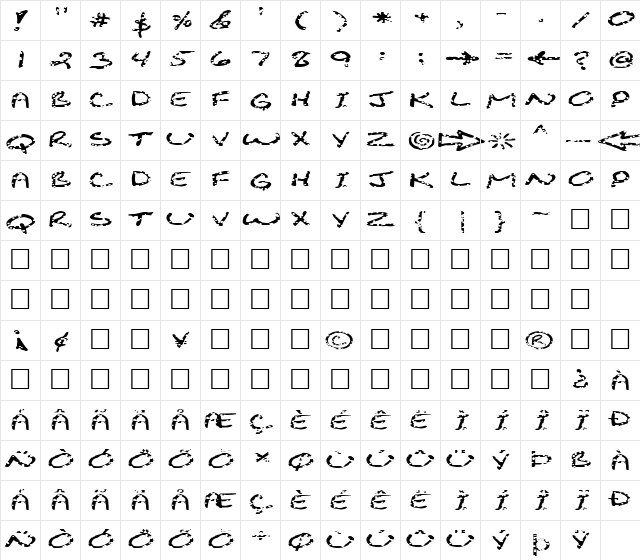 FZ JAZZY 29 HOLEY EX Bold  glyph index