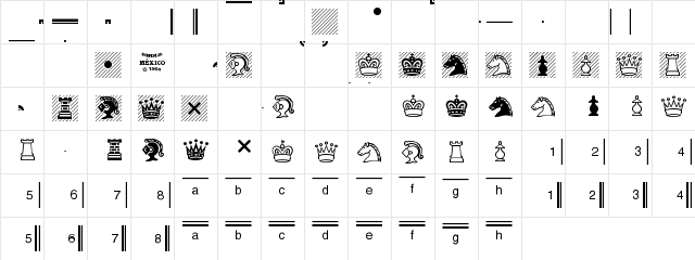 Chess Condal Regular  glyph index