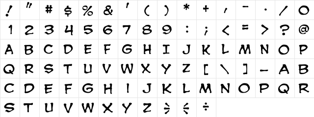 CCSpookytooth Regular  glyph index