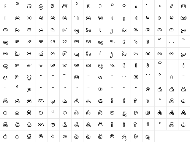hybrid Outline  glyph index
