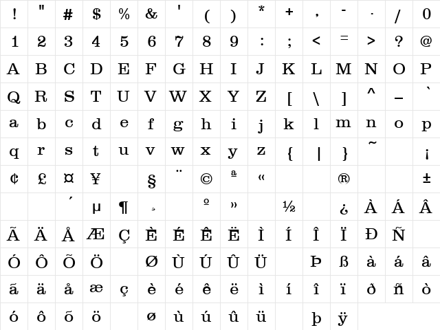 Adam's Apple 3 Regular  glyph index