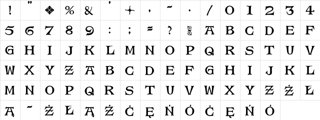 Magda Regular  glyph index