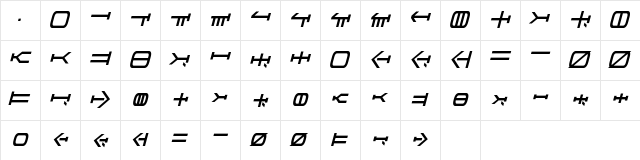 Graalen Italic  glyph index
