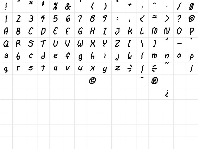 goon spectre TBS Bold Italic  glyph index