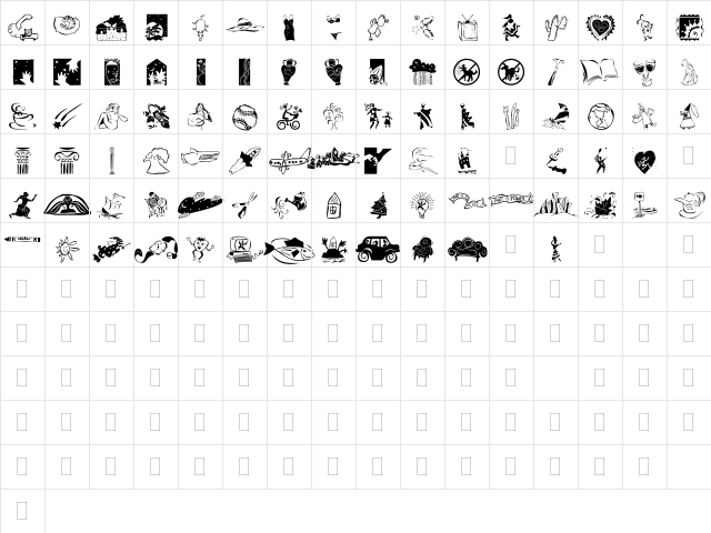DF Eclectics LET Plain  glyph index