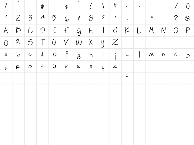 SBC Love Mom Regular  glyph index