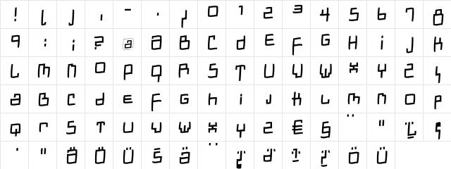 DadasTracesFreeshapes Regular  glyph index