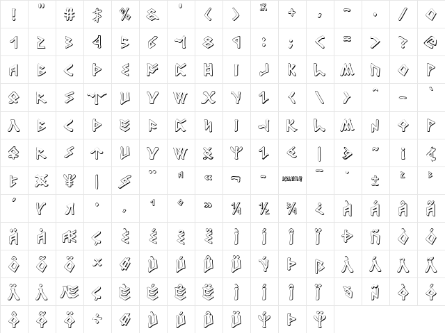 Rosicrucian 3D Regular  glyph index
