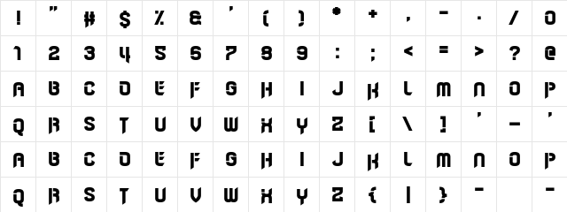 Born to Grille Regular  glyph index